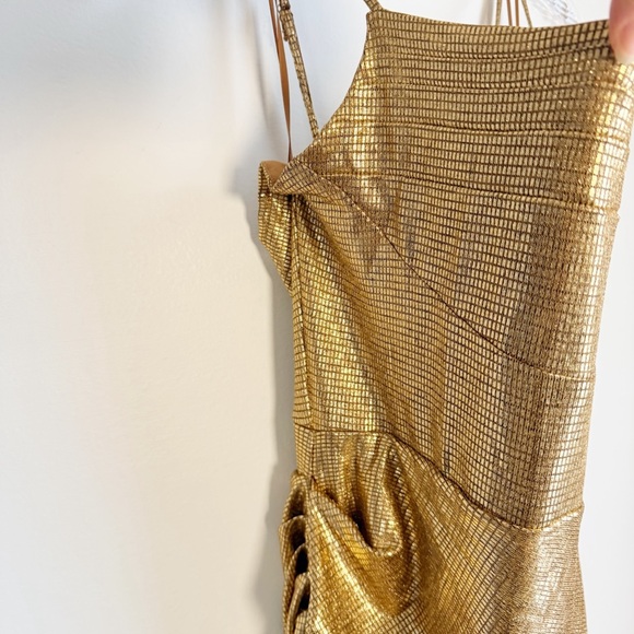 JLUXLABEL Bodycon Metallic Gold Maxi Dress, Fully Lined - Picture 3 of 16